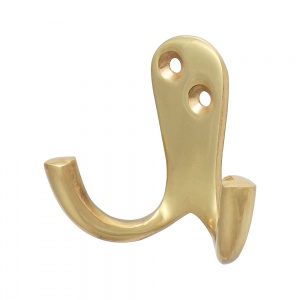 47 x 24mm Double Robe Hook - Polished Brass Qty Bag 1