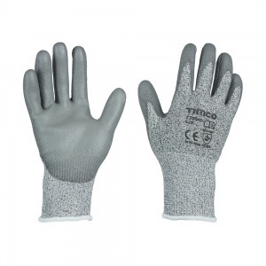 Large Medium Cut Gloves - PU Coated HPPE Fibre with Glass Fibre Qty Backing Card 1 Pair