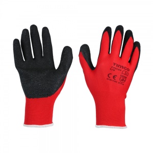 Large Light Grip Gloves - Crinkle Latex Coated Polyester Qty Backing Card 1 Pair