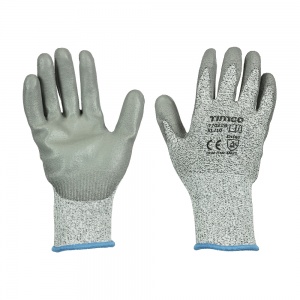 X Large High Cut Gloves - PU Coated HPPE Fibre with Glass Fibre Qty Backing Card 1 Pair
