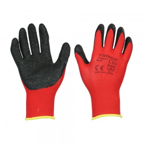 Medium Light Grip Gloves - Crinkle Latex Coated Polyester Qty Backing Card 1 Pair