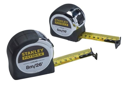 STANLEY® FatMax Chrome Pocket Tapes 5m/16ft & 8m/26ft (Twin Pack)