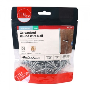 40 x 2.65 Round Wire Nail - Galvanised 0.5 KG