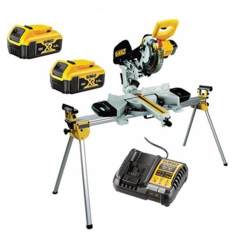 Dewalt DCS365M2 18V XR Cordless XPS 184mm Mitre Saw Kit with DE7023 Leg ...