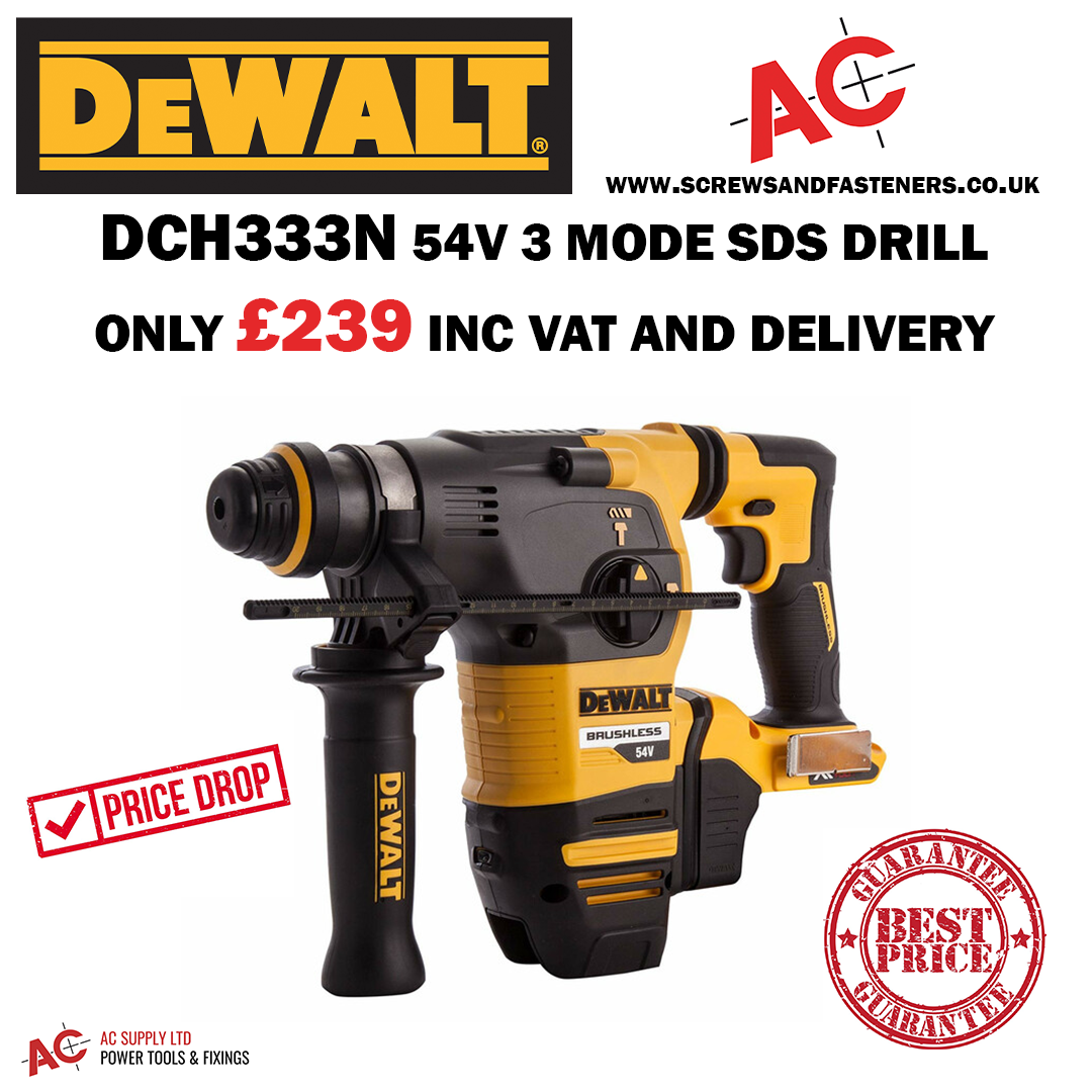 DEWALT DCH333N 54V 3 MODE SDS DRILL Screws & Fasteners