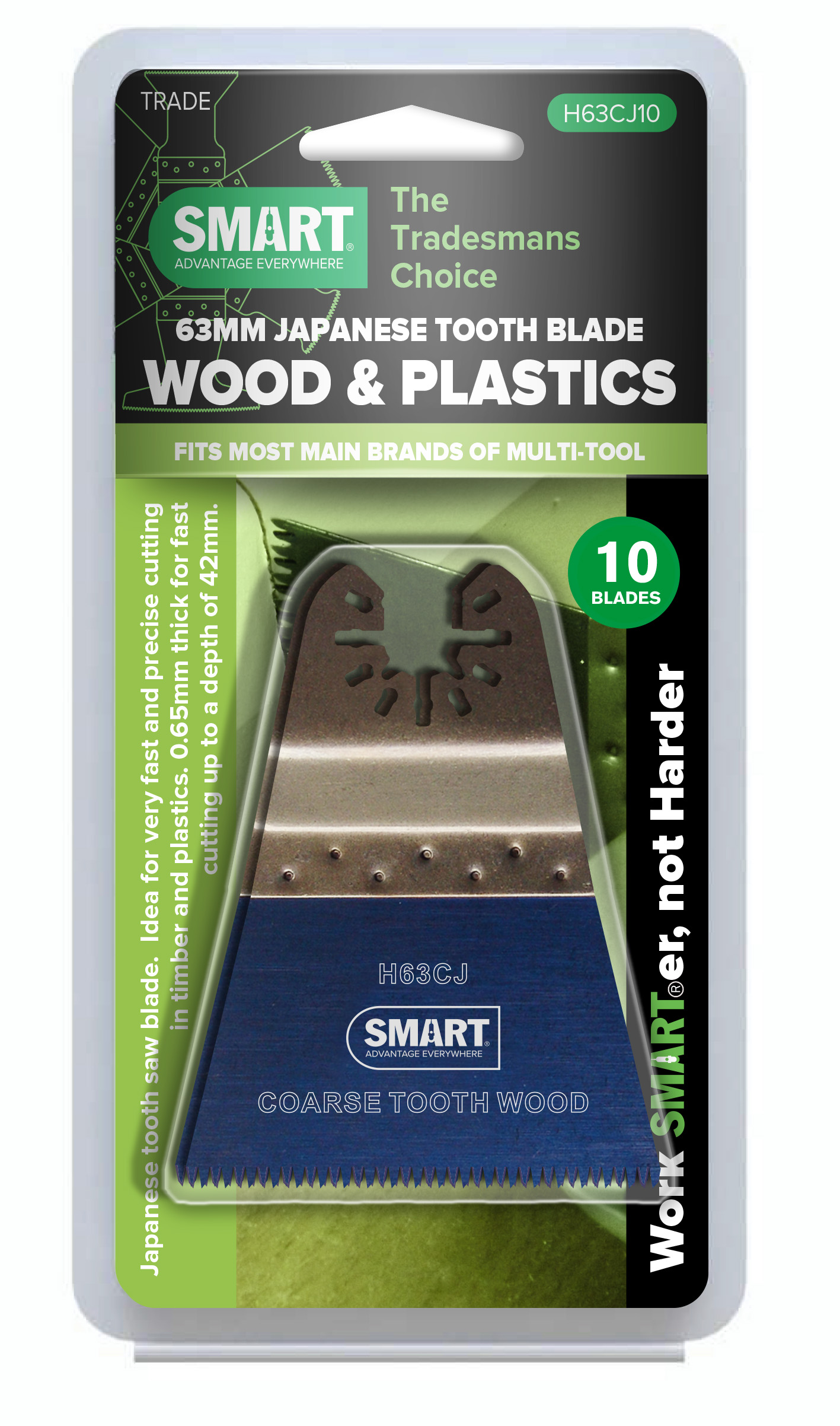 SMART Trade Series 63mm Japanese Tooth Blade (10 Pack) Screws