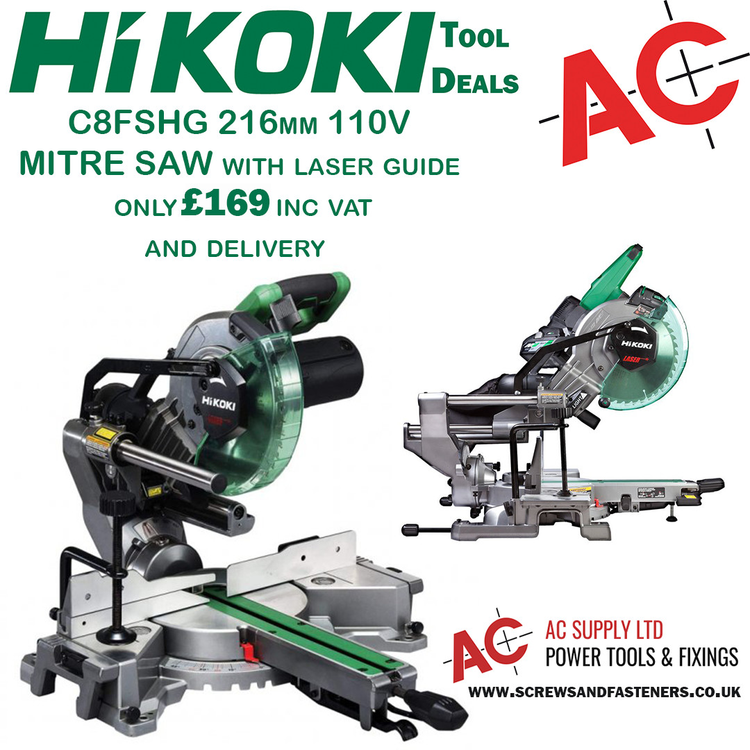 HIKOKI C8FSHGL 110V 216MM MITRE SAW - Screws & Fasteners