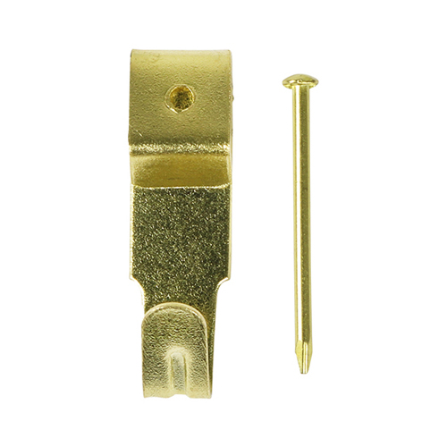 No.2 Single Picture Hanging Hooks - Single - Electro Brass Qty TIMpac 12 -  Screws & Fasteners