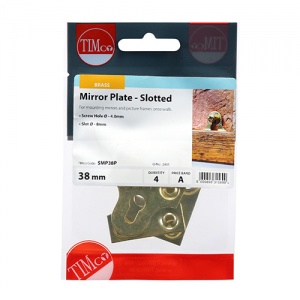 38mm Mirror Plates - Slotted - Electro Brass Qty TIMpac 4