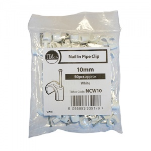 10mm Nail In Pipe Clip - White 50 PCS