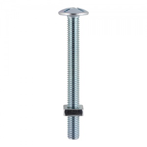 M6 x 80 Roofing Bolt & SQ Nut - BZP 4 PCS