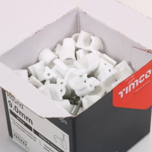 To fit 9.0mm Round Cable Clip White 100 PCS