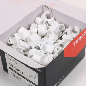 To fit 14.0mm Round Cable Clip White 100 PCS