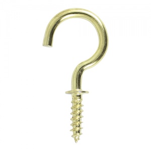 38mm Cup Hooks - Round - Electro Brass Qty TIMpac 5