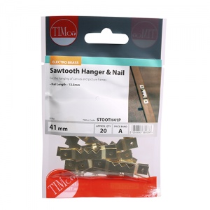 41mm Sawtooth Hangers and Nails - Electro Brass Qty TIMpac 20