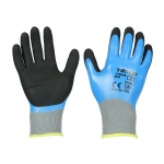 Medium Waterproof Grip Gloves - Sandy Nitrile Foam Coated Polyester Qty Backing Card 1 Pair