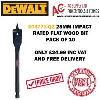 DEWALT DT4771-QZ 25MM IMPACT RATED FLAT WOOD BIT PK OF 10