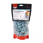 M10 x 50 Carriage Bolt & Hex Nut - BZP 45 PCS