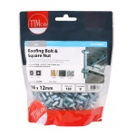 M6 x 12 Roofing Bolt & SQ Nut - BZP 150 PCS