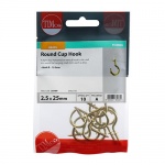 25mm Cup Hooks - Round - Electro Brass Qty TIMpac 10