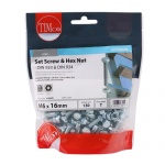 M6 x 16 Set Screw & Hex Nut - BZP 130 PCS