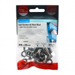 M8 x 20 Set Screw & Hex Nut - A2 SS 6 PCS