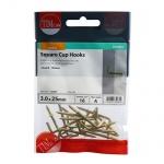 25mm Cup Hooks - Square - Electro Brass Qty TIMpac 16