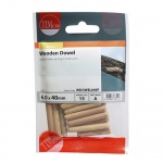 6.0 x 40 Wooden Dowels Qty TIMpac 15