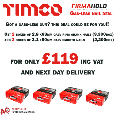 Timco Firmahold Gasless Nail Deal 2 x 90s 2x 63s