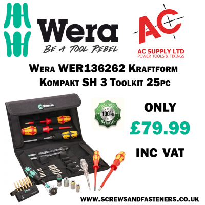 WER136262 Wera Kraftform Kompakt SH3 Toolkit 25pcZYKLOP Joker